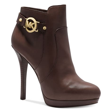 michael kors brown heel boots|Michael Kors heeled booties.